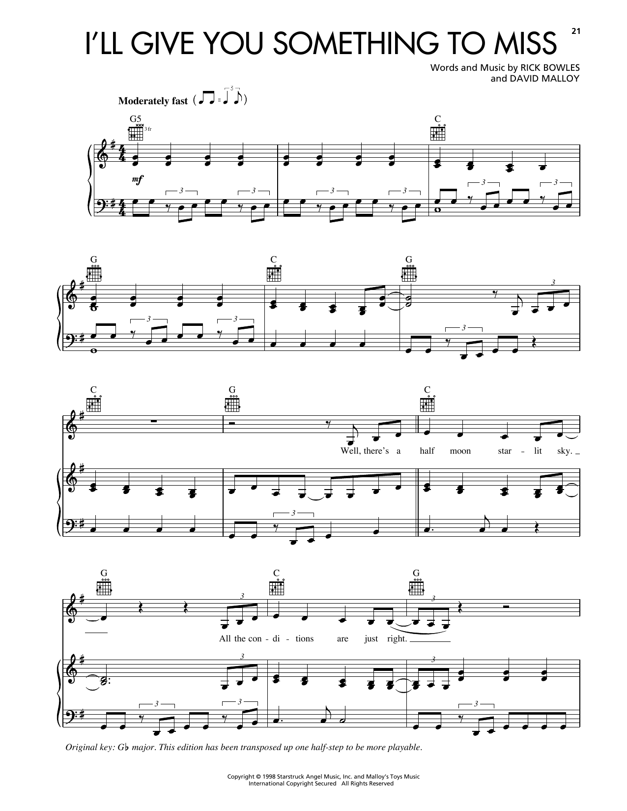 Download Reba McEntire I'll Give You Something To Miss Sheet Music and learn how to play Piano, Vocal & Guitar Chords (Right-Hand Melody) PDF digital score in minutes