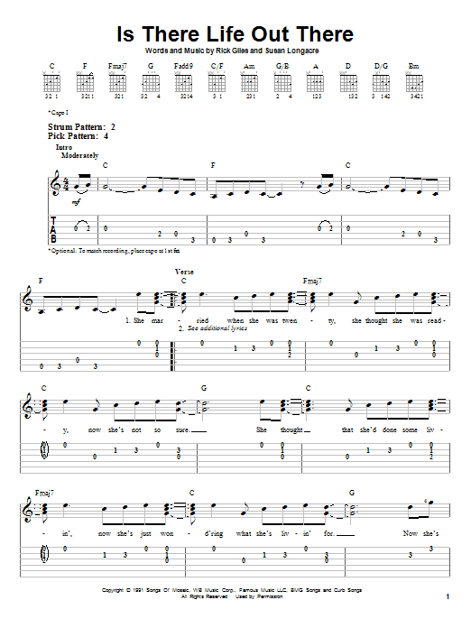 Download Reba McEntire Is There Life Out There Sheet Music and learn how to play Easy Guitar Tab PDF digital score in minutes