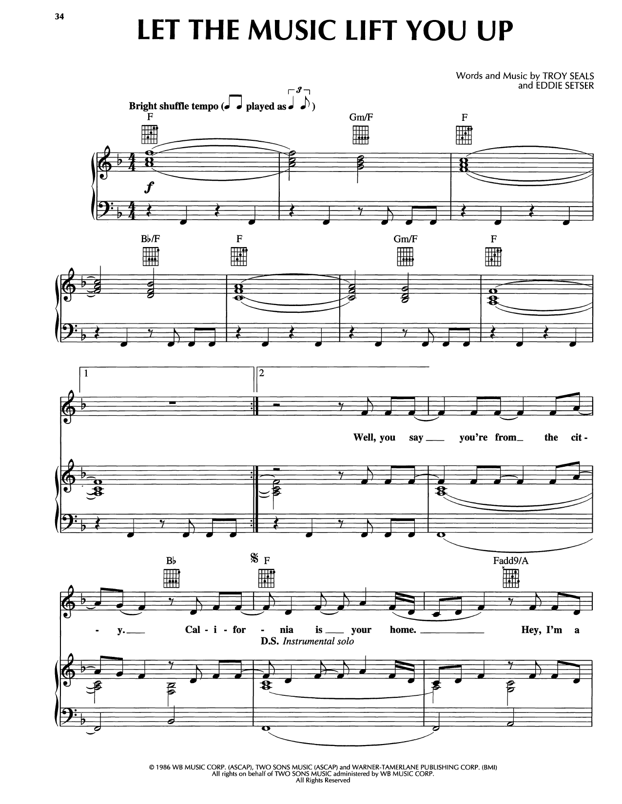 Download Reba McEntire Let The Music Lift You Up Sheet Music and learn how to play Piano, Vocal & Guitar Chords (Right-Hand Melody) PDF digital score in minutes