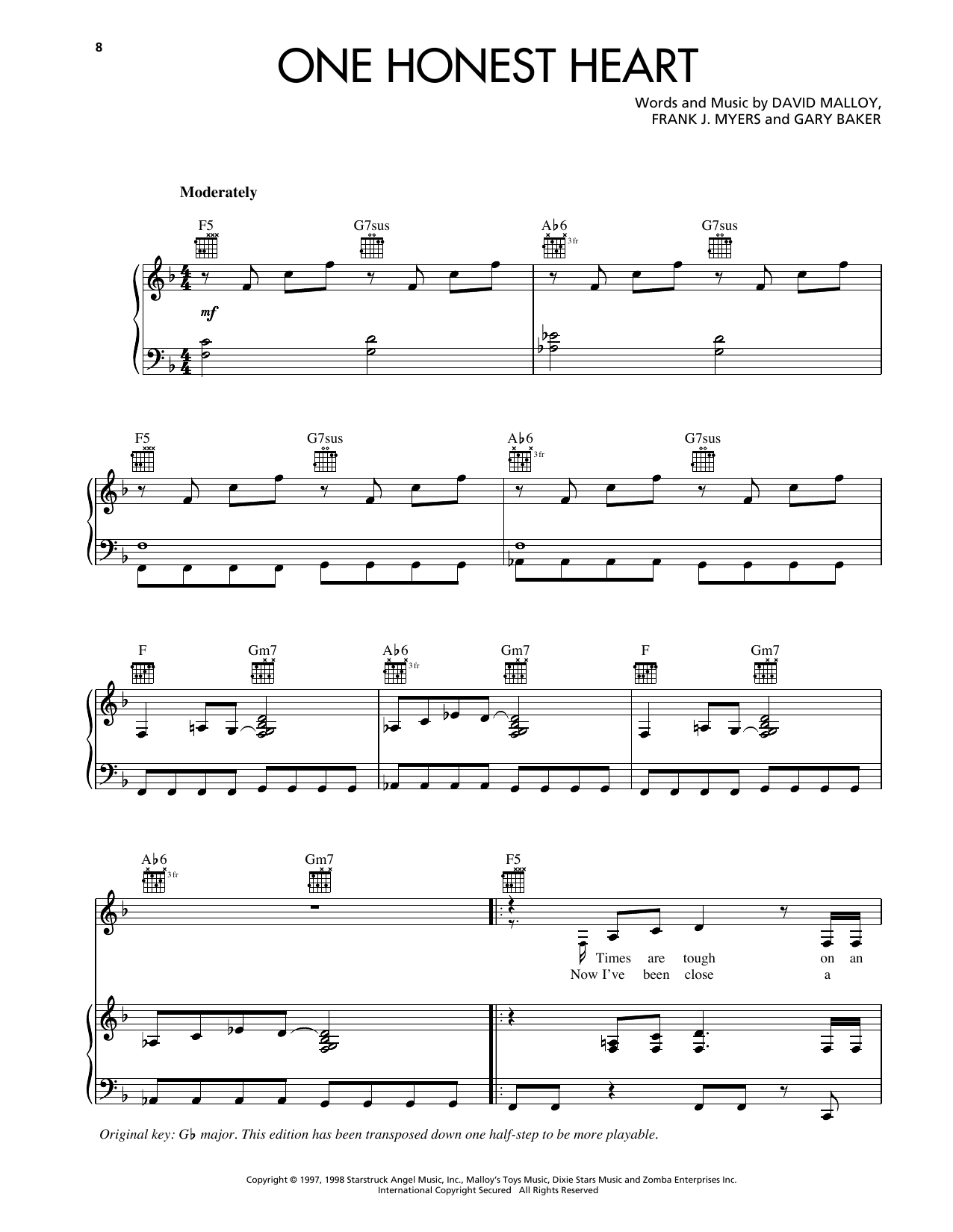 Download Reba McEntire One Honest Heart Sheet Music and learn how to play Piano, Vocal & Guitar Chords (Right-Hand Melody) PDF digital score in minutes