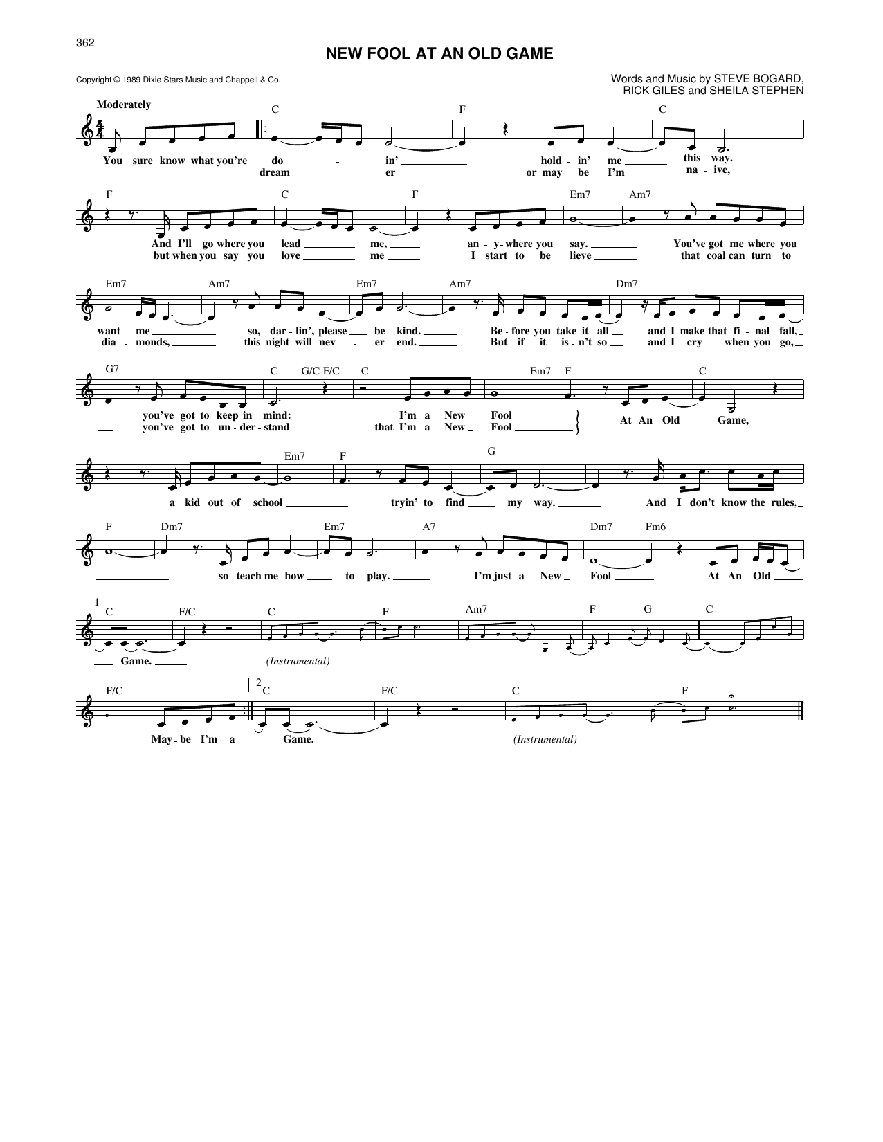 Reba McEntire "New Fool At An Old Game" Sheet Music Notes Download