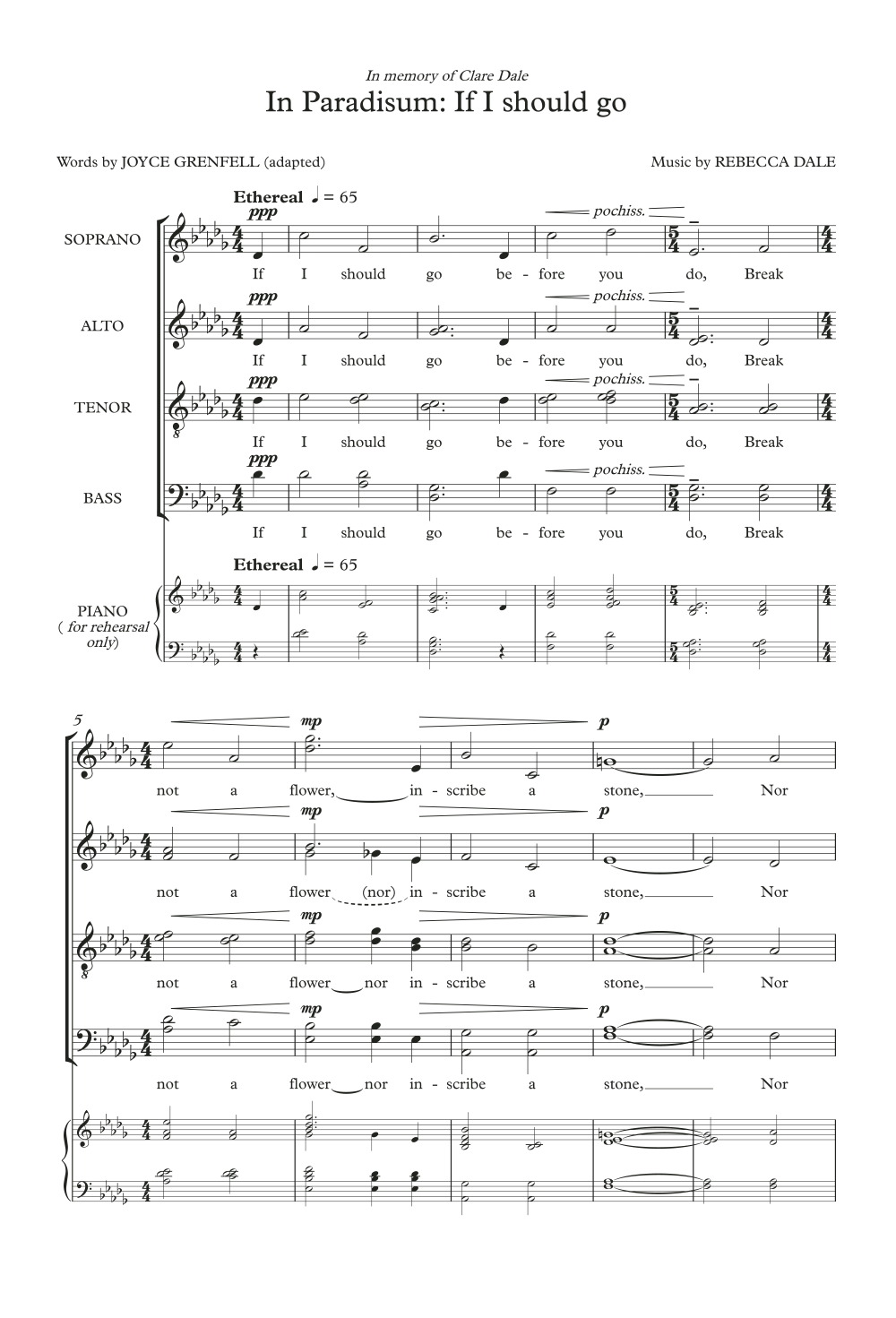 Download Rebecca Dale In Paradisum: If I Should Go (from Materna Requiem) Sheet Music and learn how to play SATB Choir PDF digital score in minutes