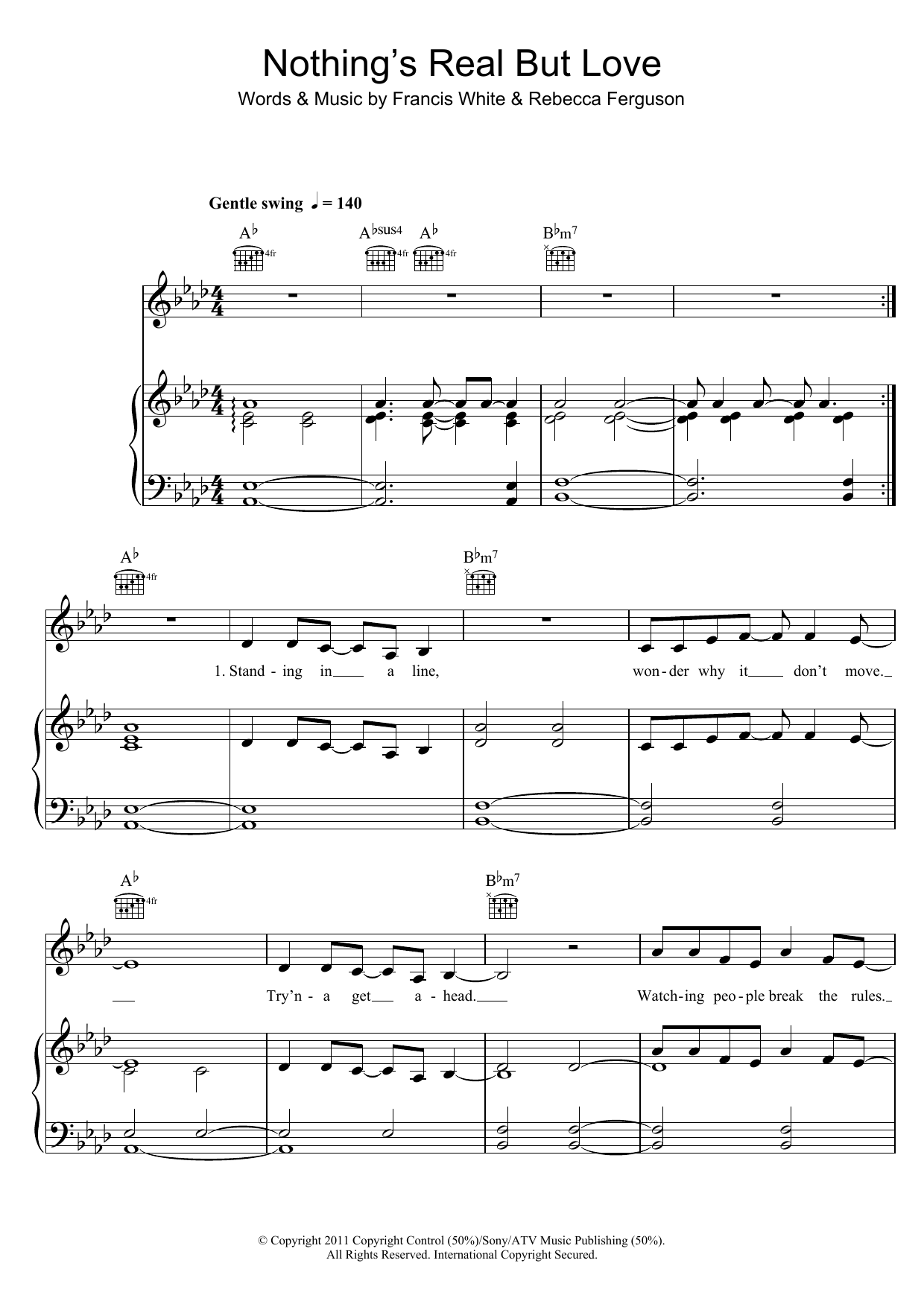 Download Rebecca Ferguson Nothing's Real But Love Sheet Music and learn how to play Beginner Piano PDF digital score in minutes