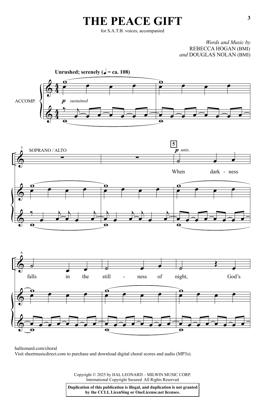 Download Rebecca Hogan & Douglas Nolan The Peace Gift Sheet Music and learn how to play SATB Choir PDF digital score in minutes
