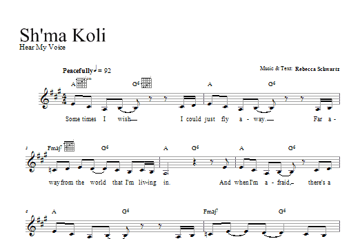 Download Rebecca Schwartz Sh'ma Koli Sheet Music and learn how to play Melody Line, Lyrics & Chords PDF digital score in minutes