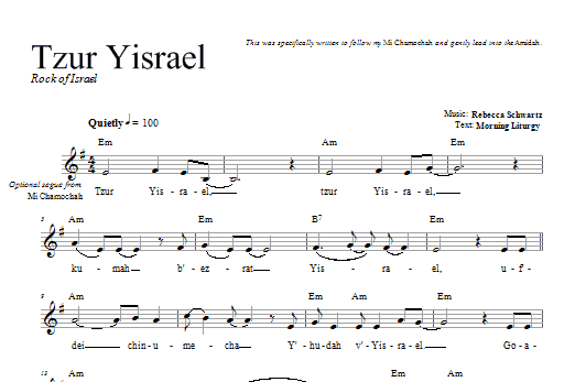 Download Rebecca Schwartz Tzur Yisrael Sheet Music and learn how to play Melody Line, Lyrics & Chords PDF digital score in minutes