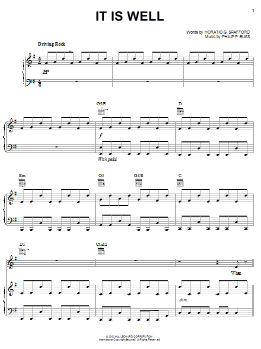 Download Rebecca St. James It Is Well With My Soul Sheet Music and learn how to play Piano, Vocal & Guitar (Right-Hand Melody) PDF digital score in minutes