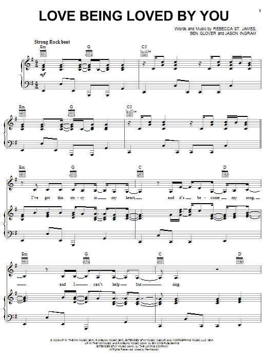 Download Rebecca St. James Love Being Loved By You Sheet Music and learn how to play Piano, Vocal & Guitar (Right-Hand Melody) PDF digital score in minutes