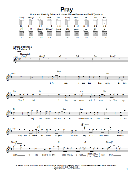 Download Rebecca St. James Pray Sheet Music and learn how to play Lyrics & Chords PDF digital score in minutes