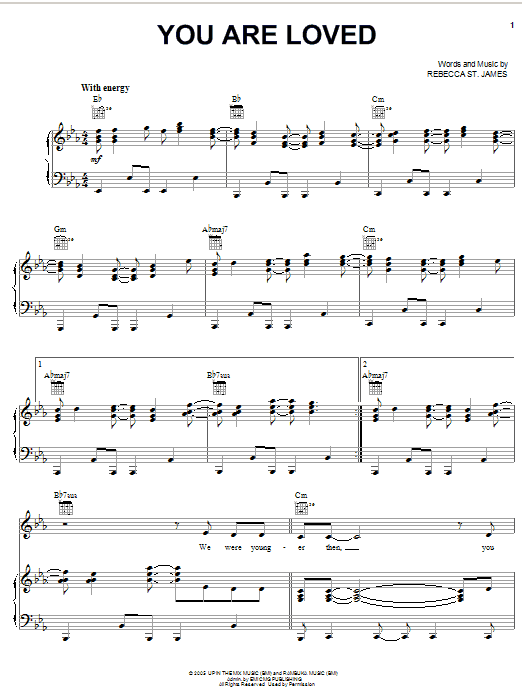 Download Rebecca St. James You Are Loved Sheet Music and learn how to play Piano, Vocal & Guitar (Right-Hand Melody) PDF digital score in minutes