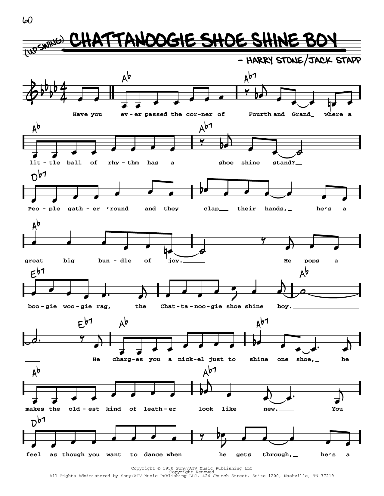 Download Red Foley Chattanoogie Shoe Shine Boy (Low Voice) Sheet Music and learn how to play Real Book – Melody, Lyrics & Chords PDF digital score in minutes