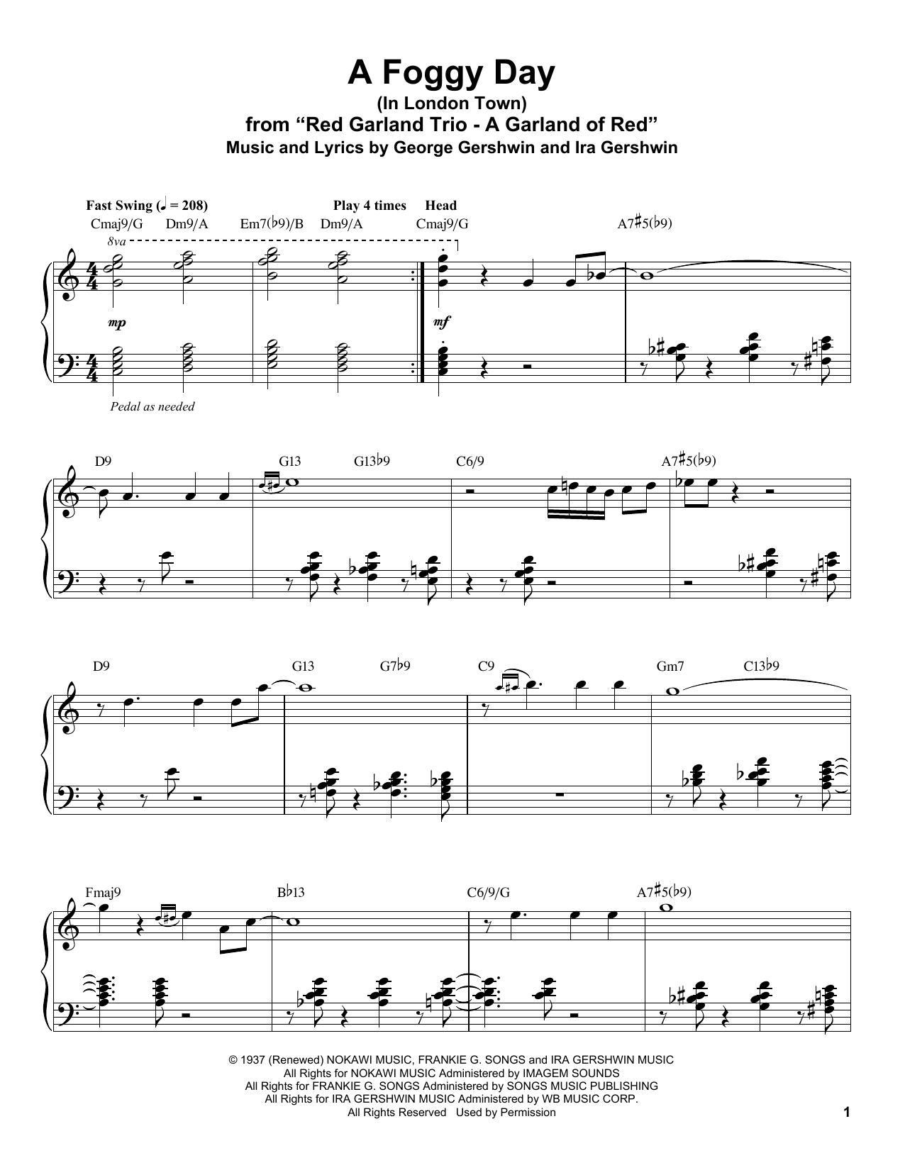 Download George Gershwin A Foggy Day (In London Town) Sheet Music and learn how to play Piano Transcription PDF digital score in minutes