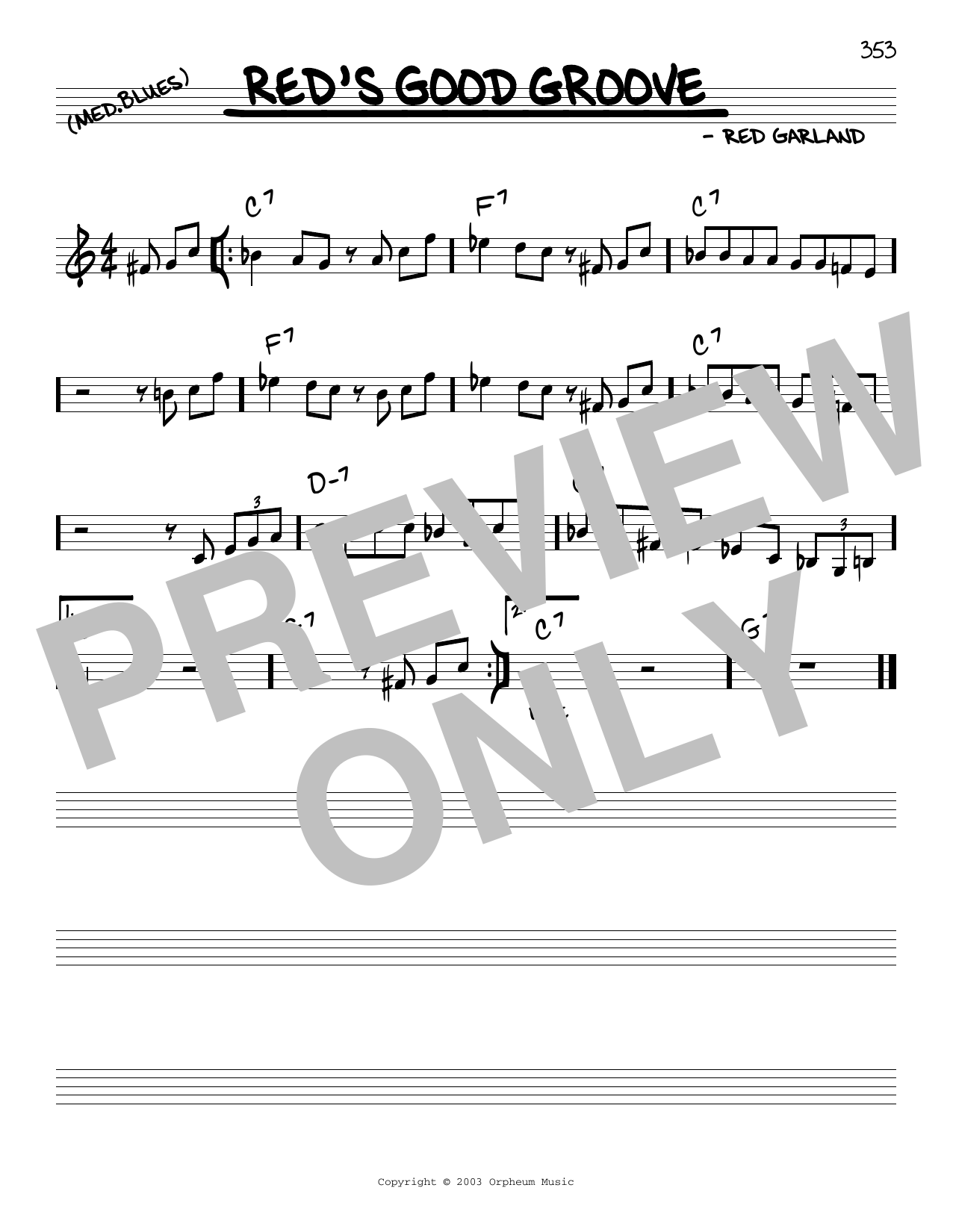 Download Red Garland Red's Good Groove Sheet Music and learn how to play Real Book – Melody & Chords PDF digital score in minutes