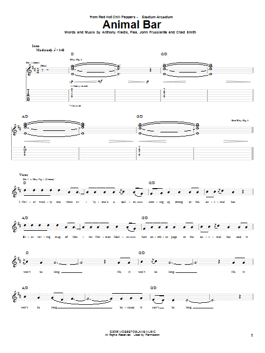 Download Red Hot Chili Peppers Animal Bar Sheet Music and learn how to play Drums Transcription PDF digital score in minutes