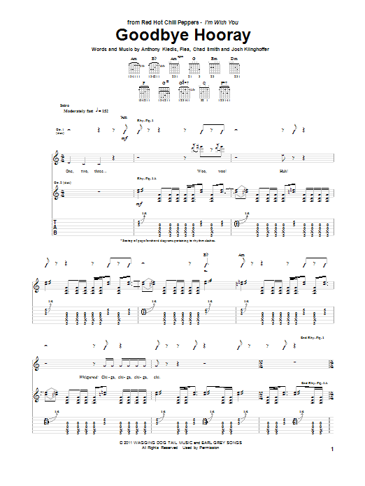 Download Red Hot Chili Peppers Goodbye Hooray Sheet Music and learn how to play Bass Guitar Tab PDF digital score in minutes