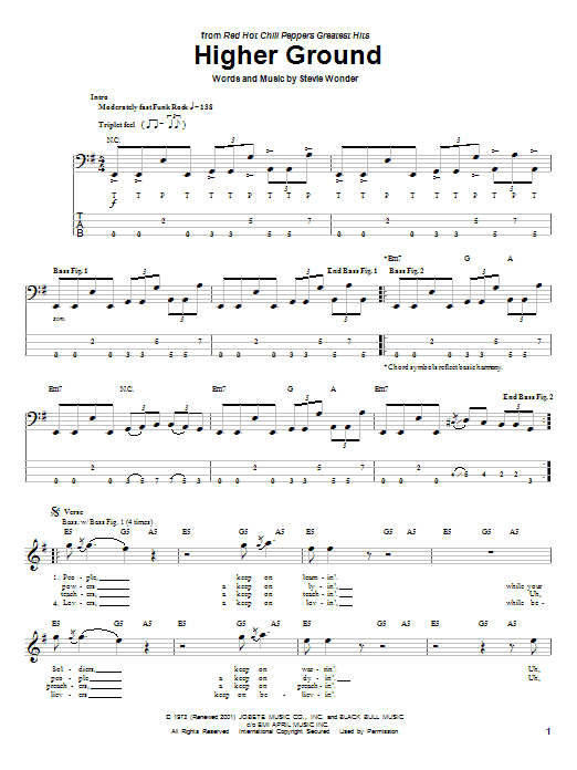 Download Red Hot Chili Peppers Higher Ground Sheet Music and learn how to play Drums Transcription PDF digital score in minutes