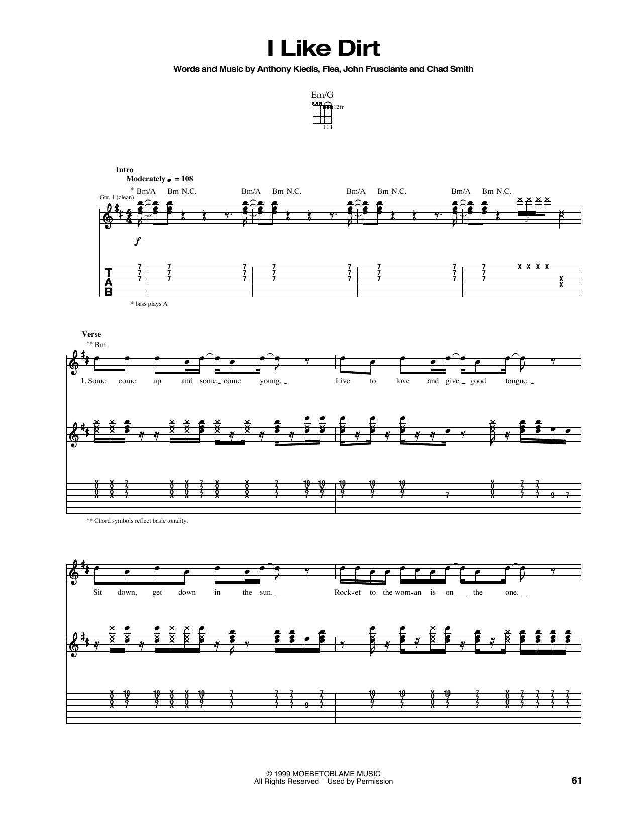 Download Red Hot Chili Peppers I Like Dirt Sheet Music and learn how to play Bass Guitar Tab PDF digital score in minutes