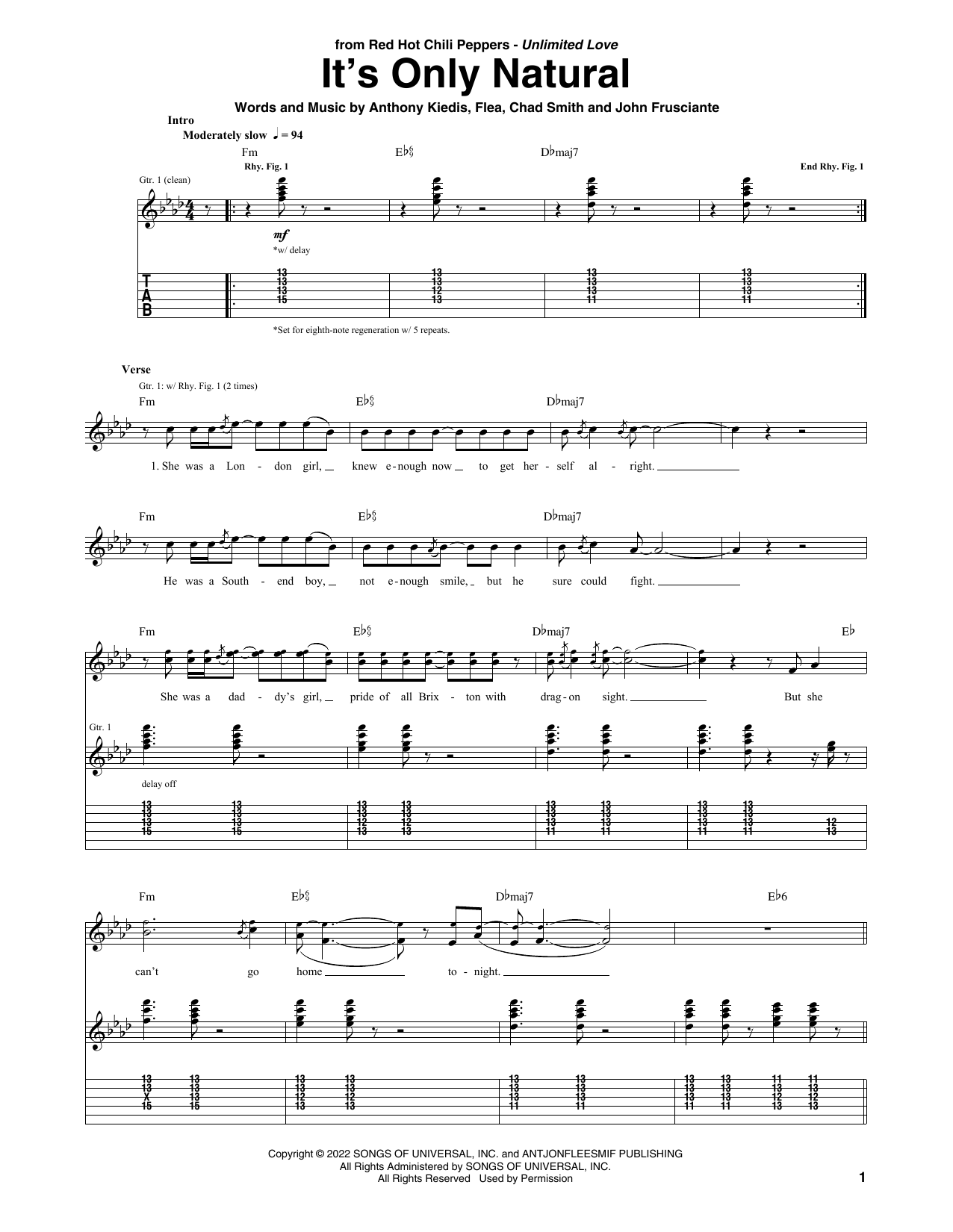 Download Red Hot Chili Peppers It's Only Natural Sheet Music and learn how to play Bass Guitar Tab PDF digital score in minutes