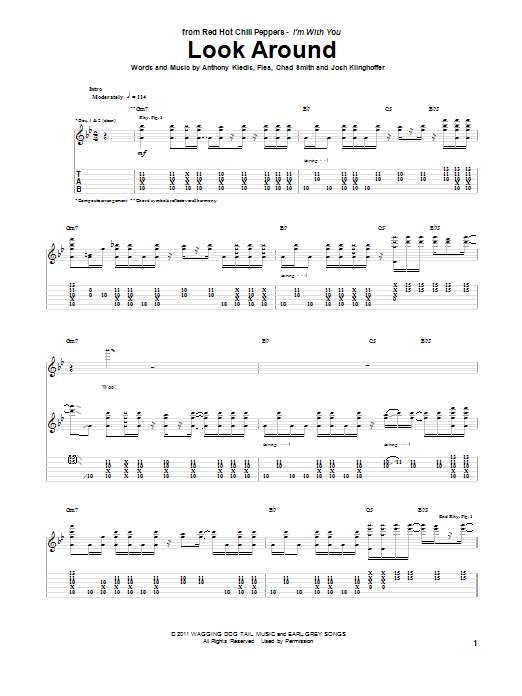 Download Red Hot Chili Peppers Look Around Sheet Music and learn how to play Bass Guitar Tab PDF digital score in minutes