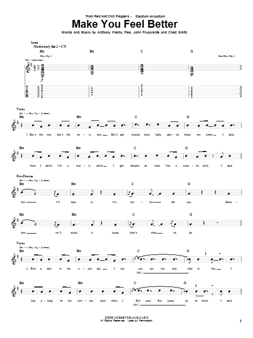 Download Red Hot Chili Peppers Make You Feel Better Sheet Music and learn how to play Drums Transcription PDF digital score in minutes