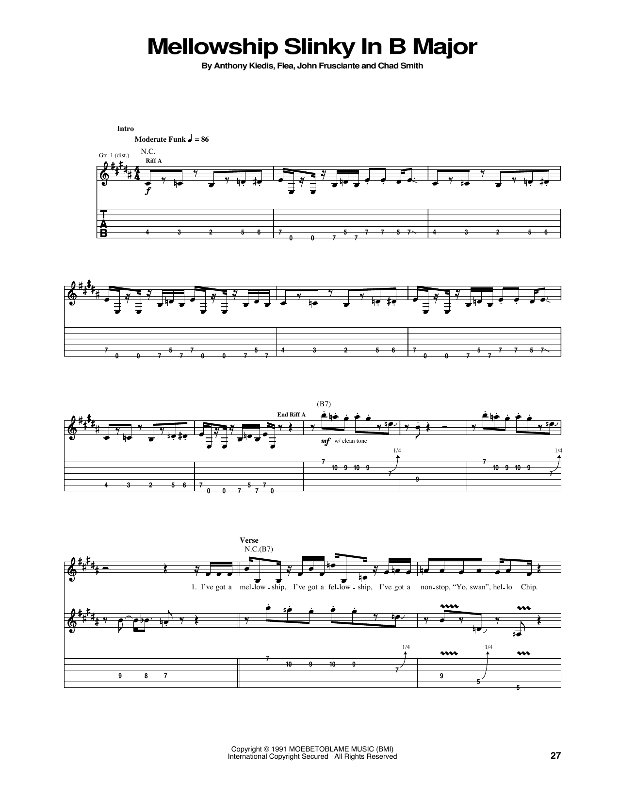 Download Red Hot Chili Peppers Mellowship Slinky In B Major Sheet Music and learn how to play Drums Transcription PDF digital score in minutes