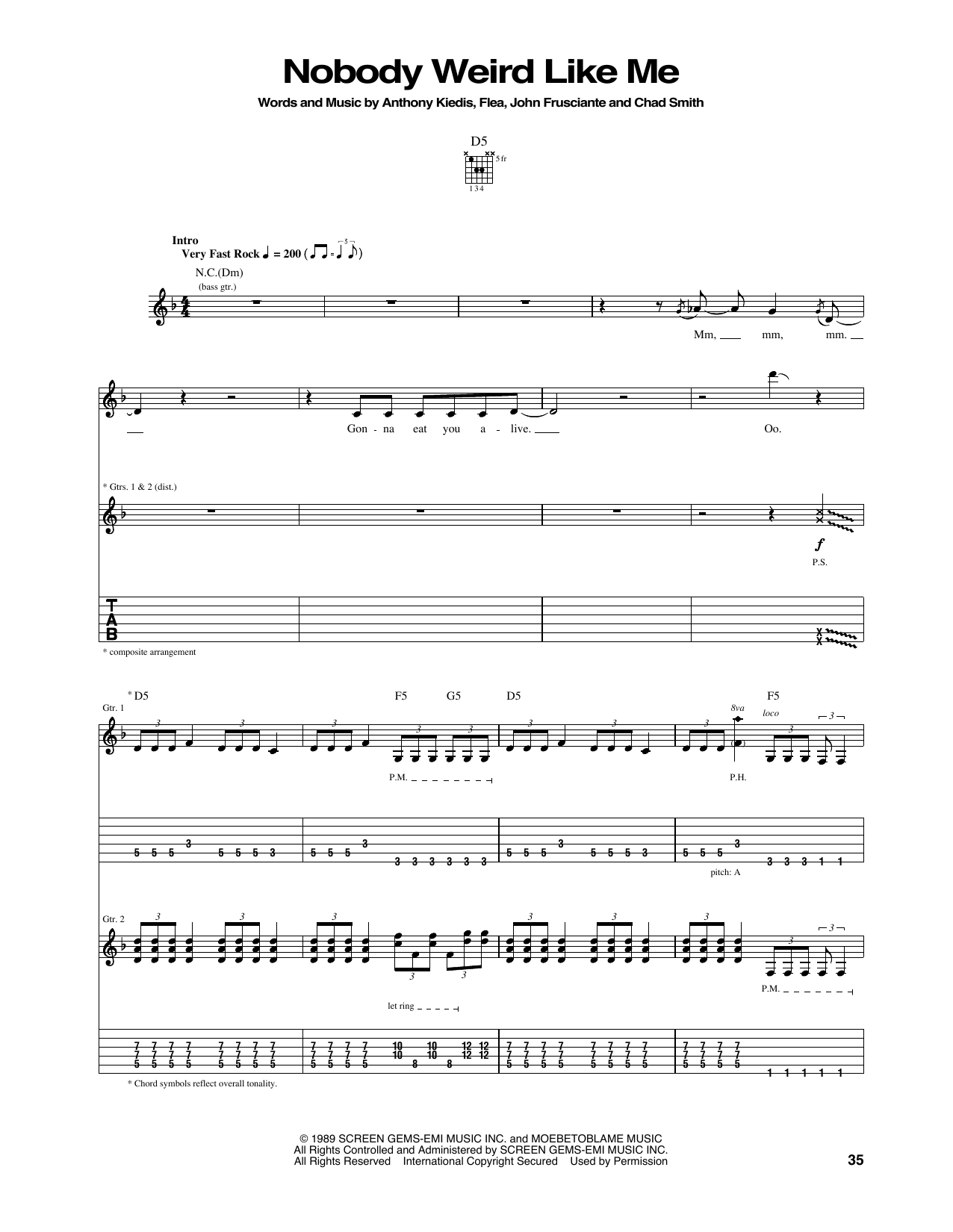 Download Red Hot Chili Peppers Nobody Weird Like Me Sheet Music and learn how to play Drums Transcription PDF digital score in minutes