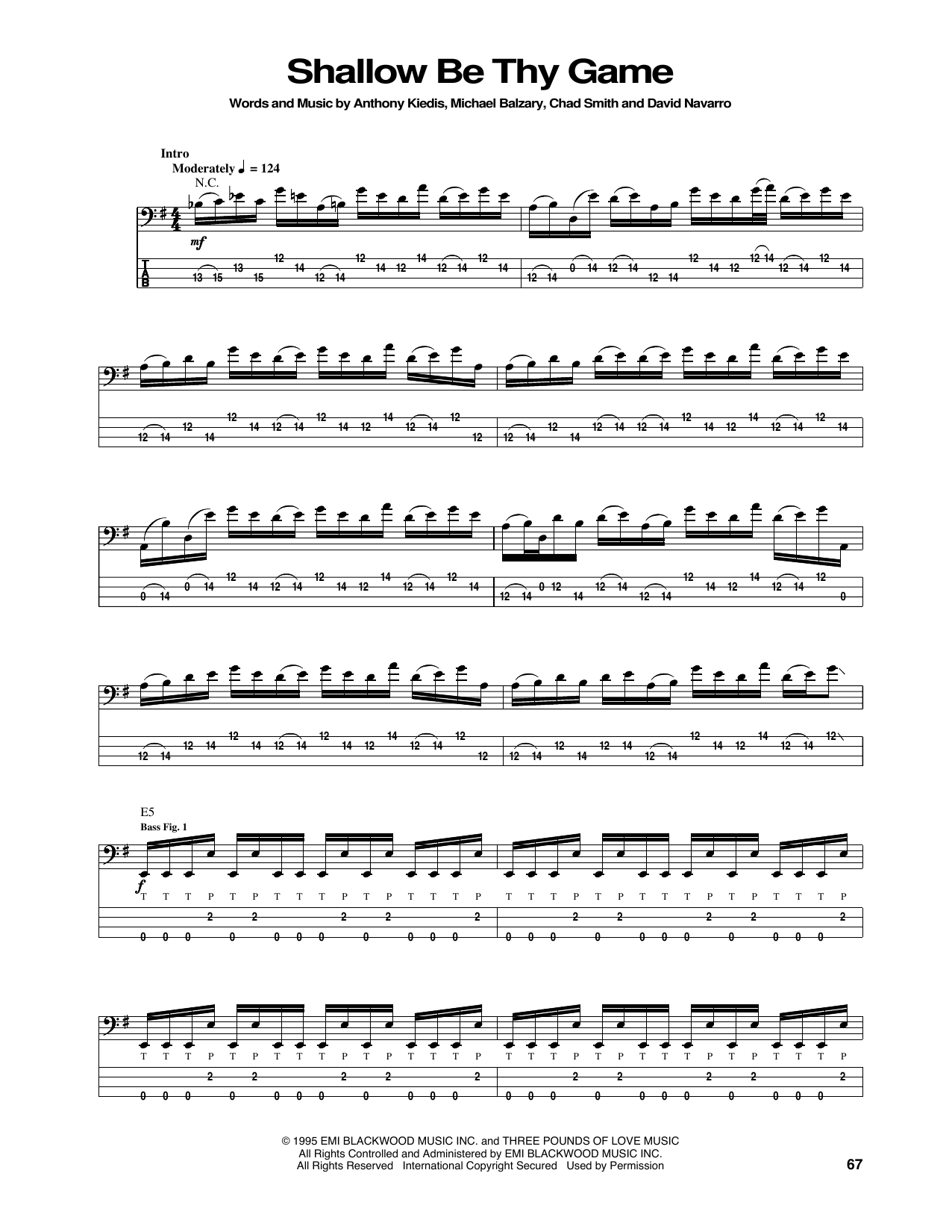 Download Red Hot Chili Peppers Shallow Be Thy Game Sheet Music and learn how to play Bass Guitar Tab PDF digital score in minutes