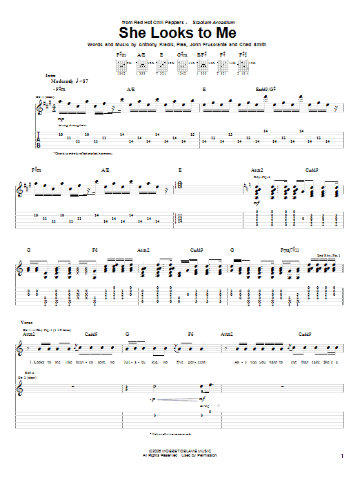 Download Red Hot Chili Peppers She Looks To Me Sheet Music and learn how to play Drums Transcription PDF digital score in minutes
