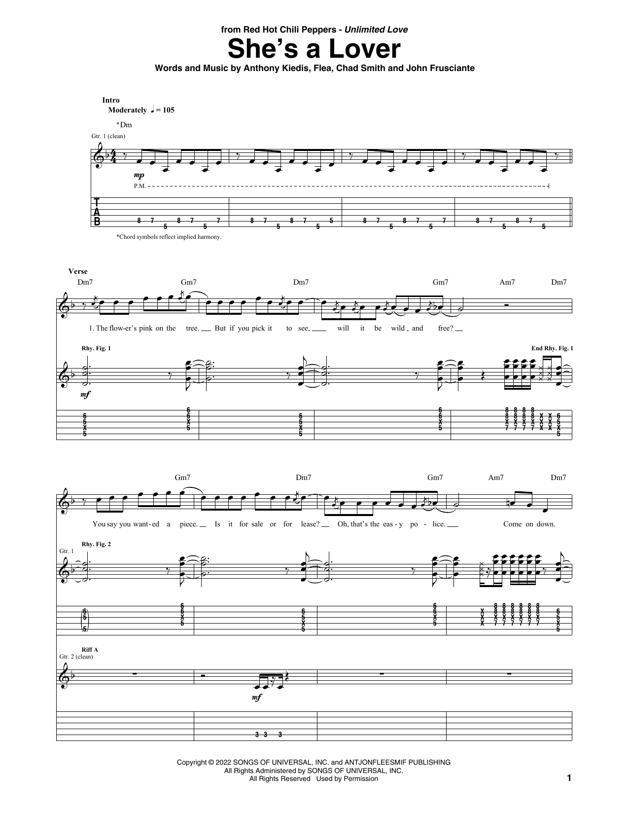 Download Red Hot Chili Peppers She's A Lover Sheet Music and learn how to play Bass Guitar Tab PDF digital score in minutes