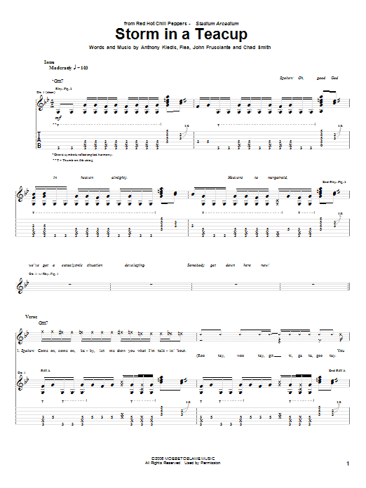Download Red Hot Chili Peppers Storm In A Teacup Sheet Music and learn how to play Bass Guitar Tab PDF digital score in minutes