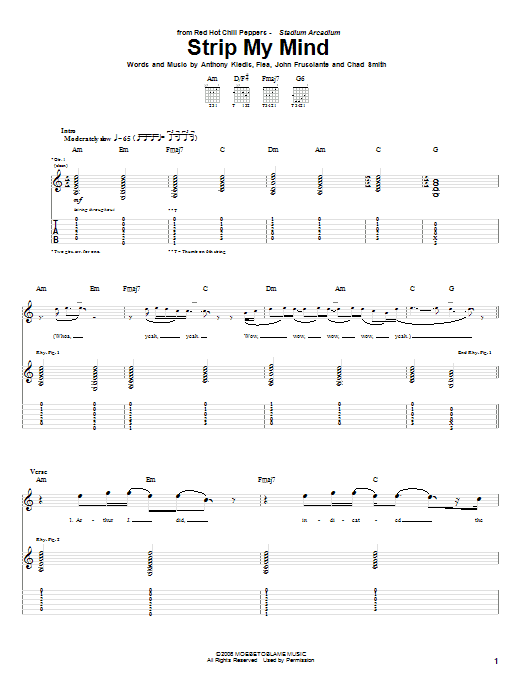 Download Red Hot Chili Peppers Strip My Mind Sheet Music and learn how to play Bass Guitar Tab PDF digital score in minutes