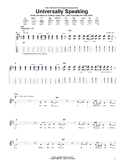 Download Red Hot Chili Peppers Universally Speaking Sheet Music and learn how to play Drums Transcription PDF digital score in minutes