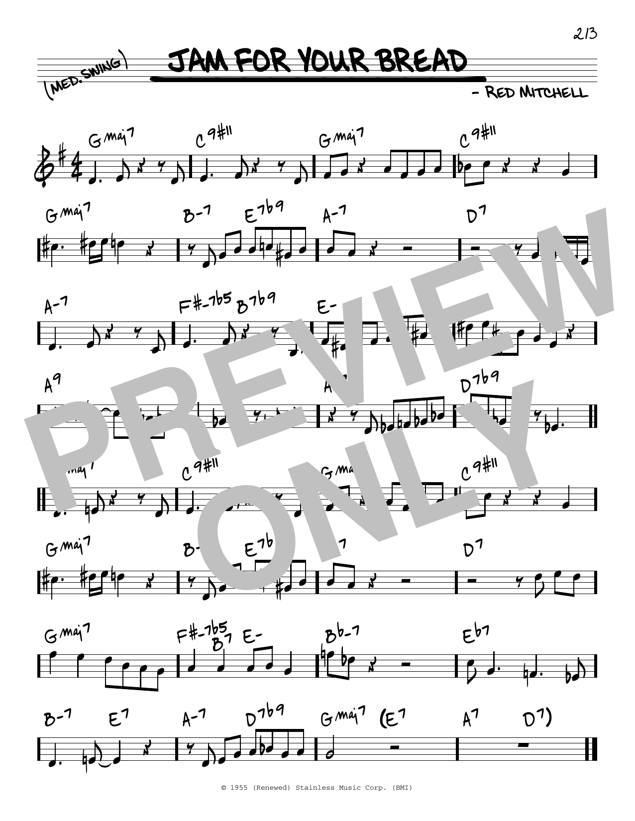 Download Red Mitchell Jam For Your Bread Sheet Music and learn how to play Real Book – Melody & Chords PDF digital score in minutes