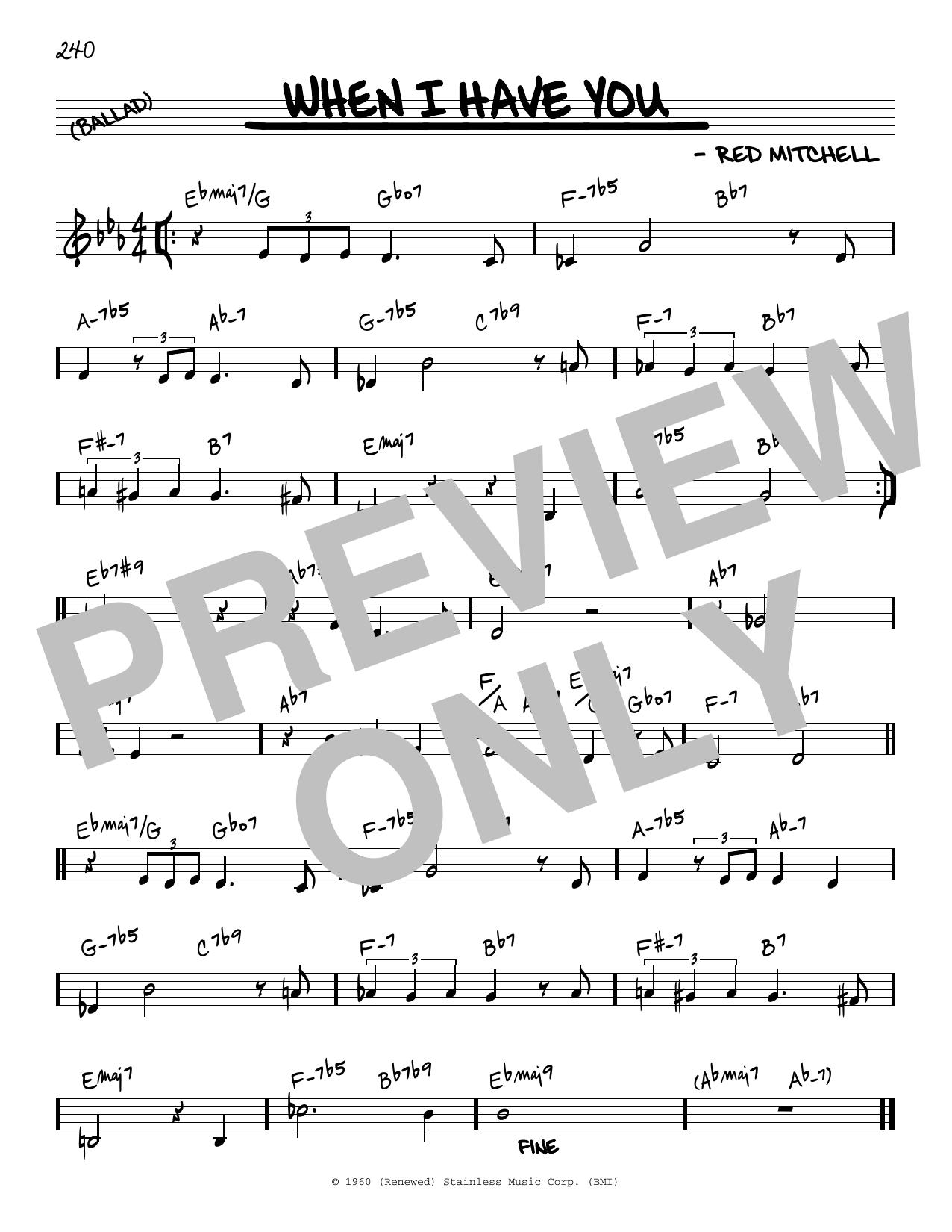Download Red Mitchell When I Have You Sheet Music and learn how to play Real Book – Melody & Chords PDF digital score in minutes