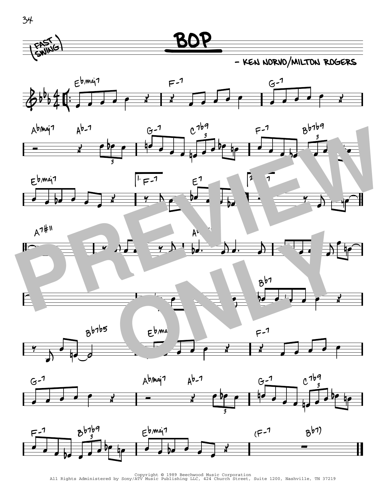 Download Red Norvo Bop Sheet Music and learn how to play Real Book – Melody & Chords PDF digital score in minutes