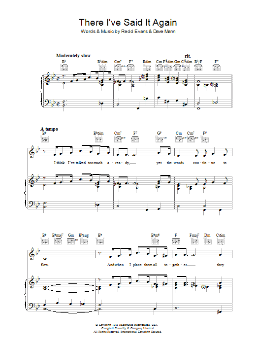 Download Dave Mann There I've Said It Again Sheet Music and learn how to play Piano, Vocal & Guitar (Right-Hand Melody) PDF digital score in minutes