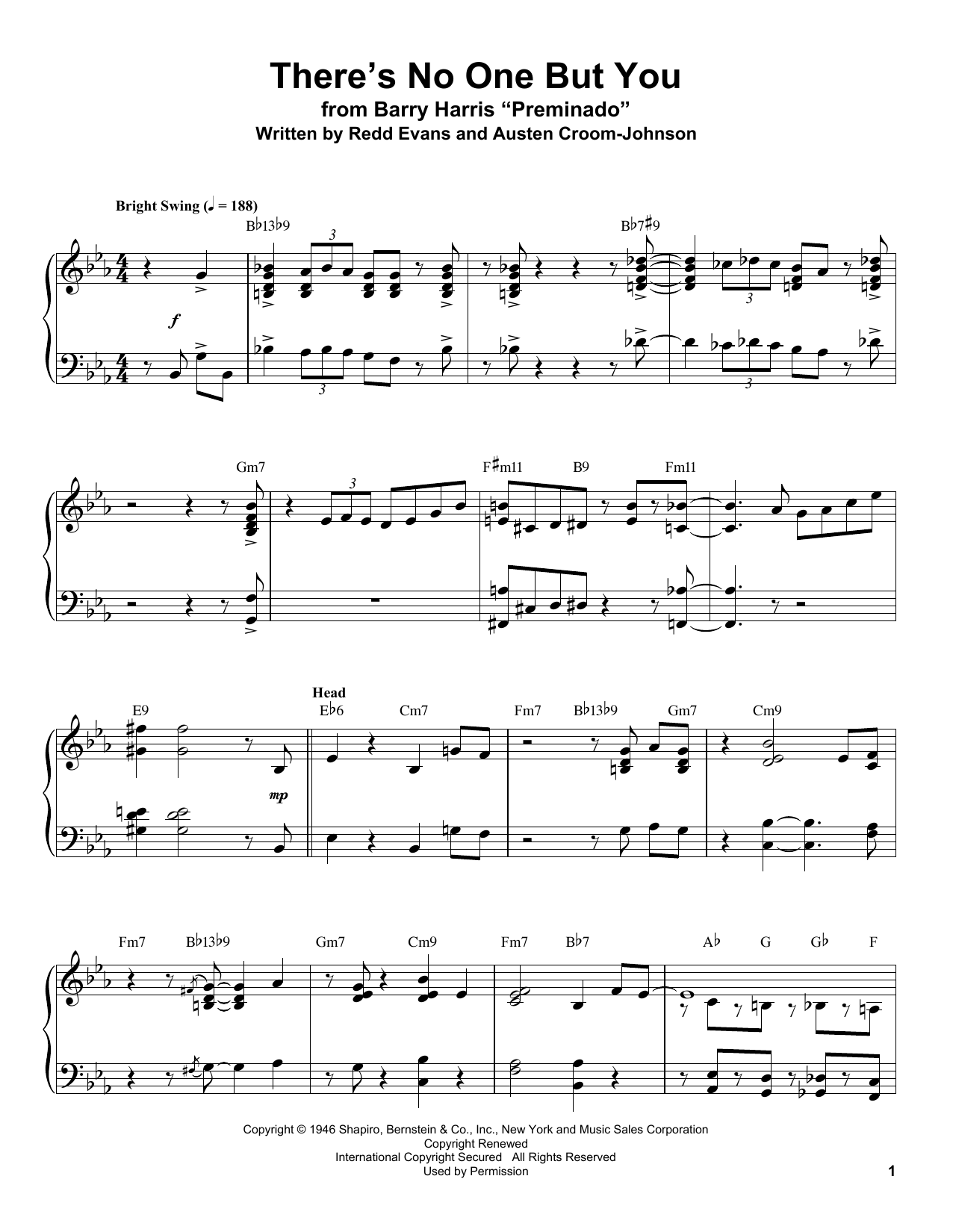Download Redd Evans There's No One But You Sheet Music and learn how to play Piano Transcription PDF digital score in minutes