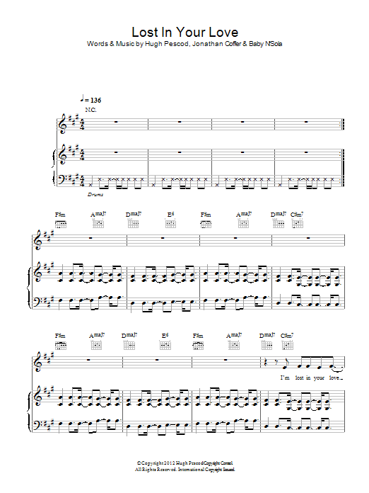 Download Redlight Lost In Your Love Sheet Music and learn how to play Piano, Vocal & Guitar PDF digital score in minutes