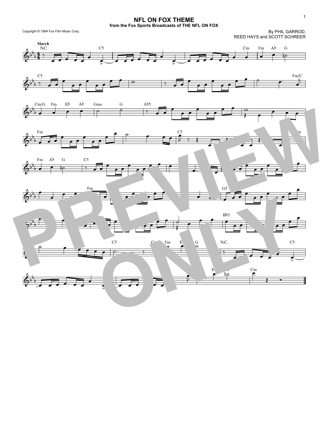 Download Reed Hays NFL On Fox Theme Sheet Music and learn how to play Melody Line, Lyrics & Chords PDF digital score in minutes