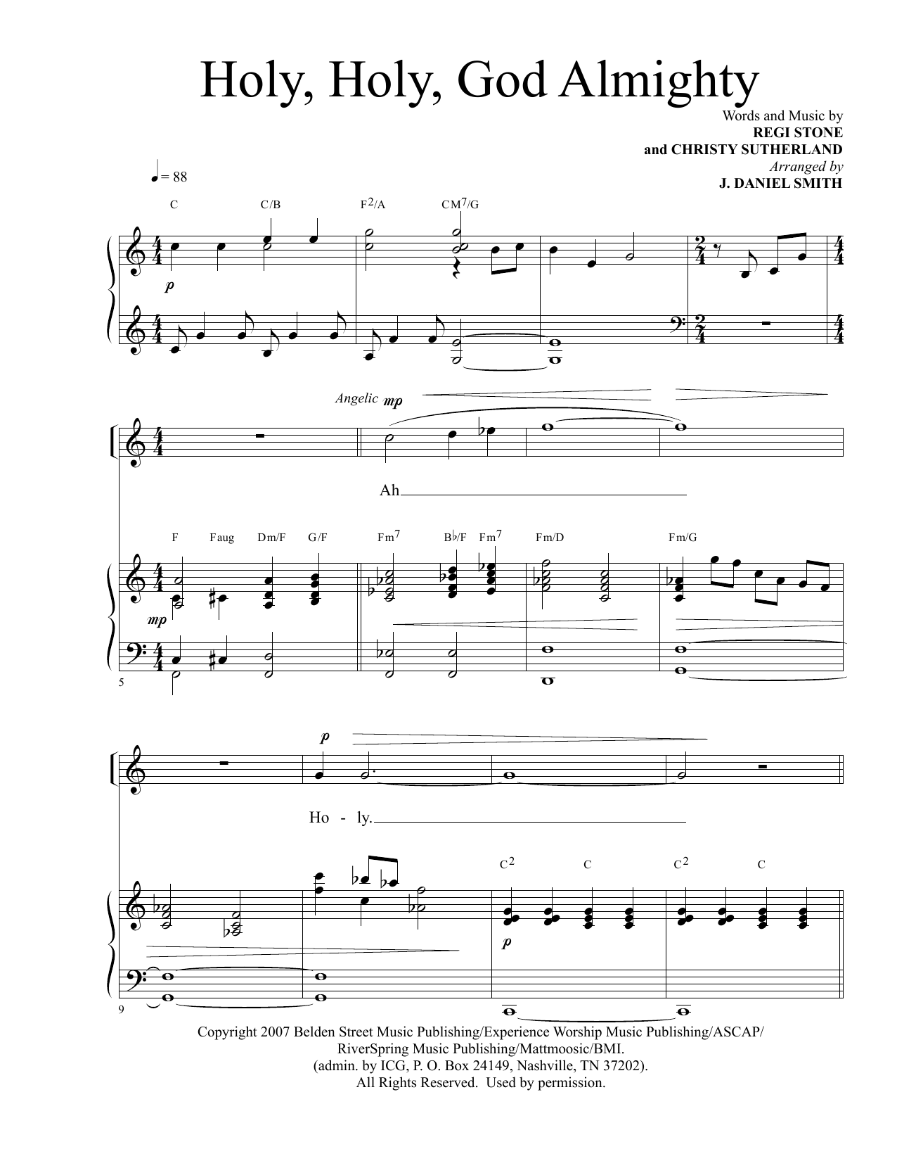 Download Regi Stone and Christy Sutherland Holy, Holy God Almighty (arr. J. Daniel Smith) Sheet Music and learn how to play SATB Choir PDF digital score in minutes