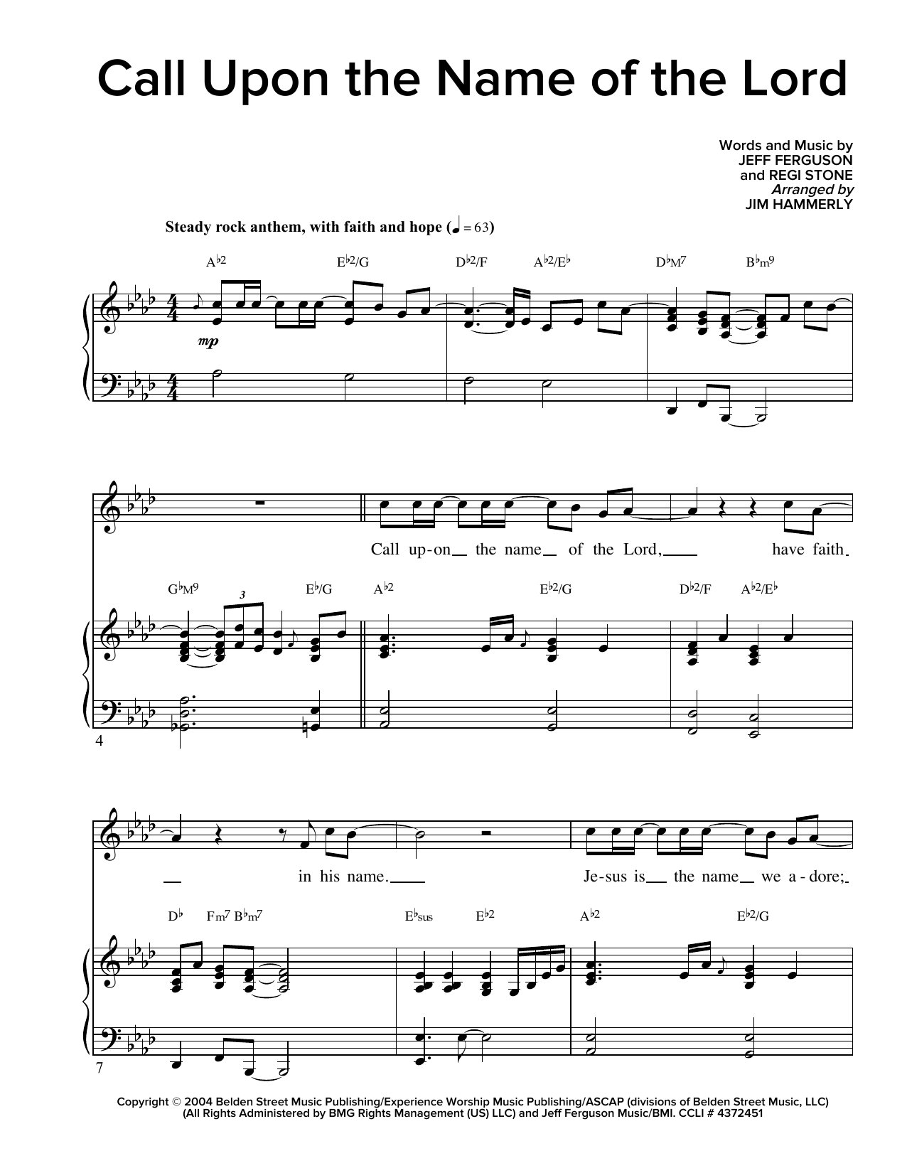 Download Regi Stone Call Upon The Name Of The Lord Sheet Music and learn how to play Piano & Vocal PDF digital score in minutes