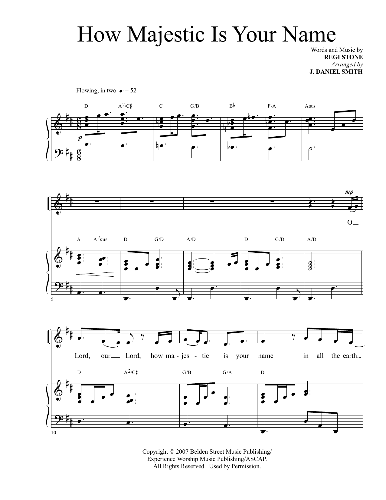 Download Regi Stone How Majestic Is Your Name (arr. J. Daniel Smith) Sheet Music and learn how to play SATB Choir PDF digital score in minutes
