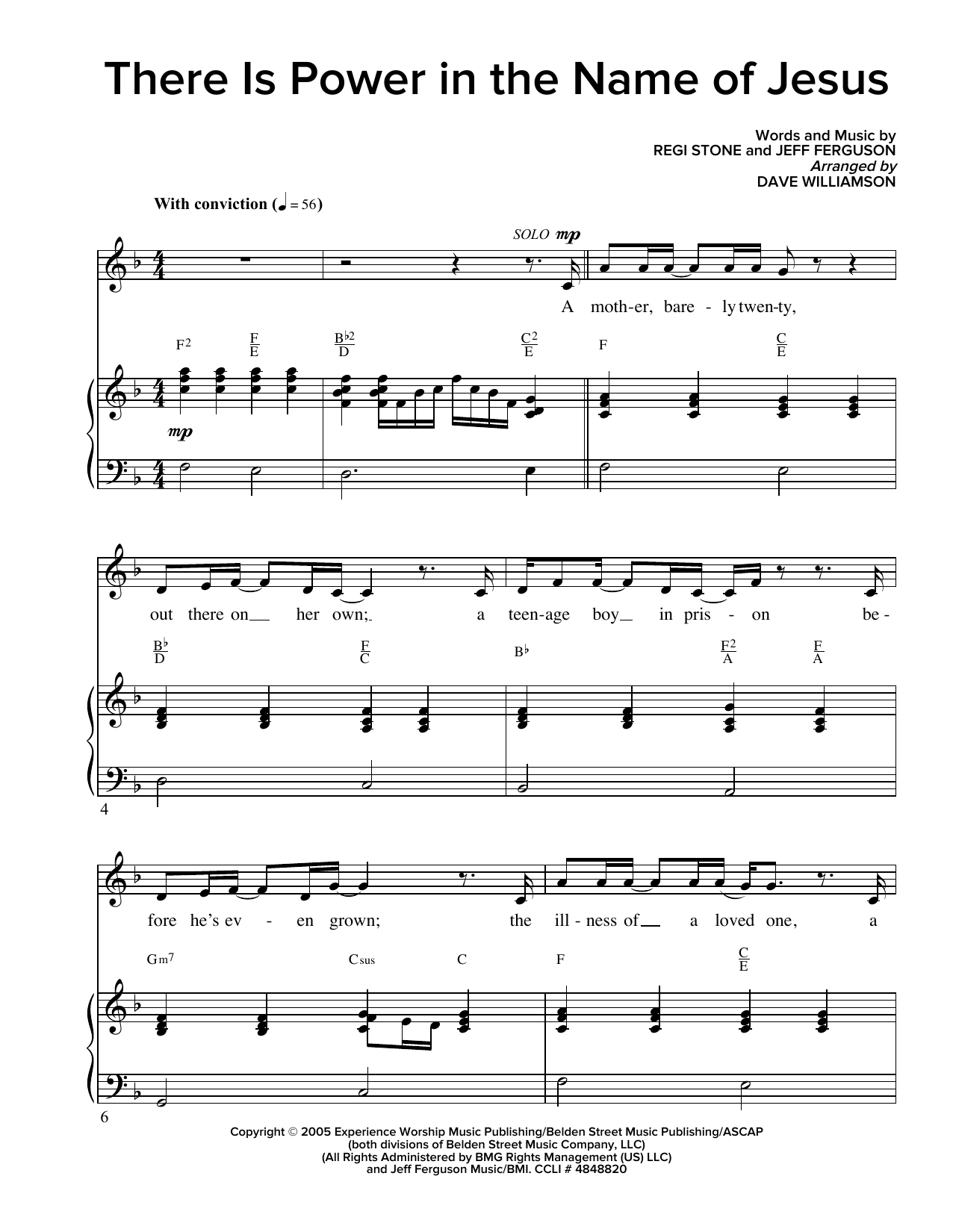 Download Regi Stone There Is Power In The Name Of Jesus (arr. Dave Williamson) Sheet Music and learn how to play SATB PDF digital score in minutes