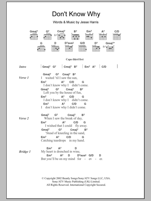 Download Regina Gilberto Don't Know Why Sheet Music and learn how to play Lyrics & Chords PDF digital score in minutes