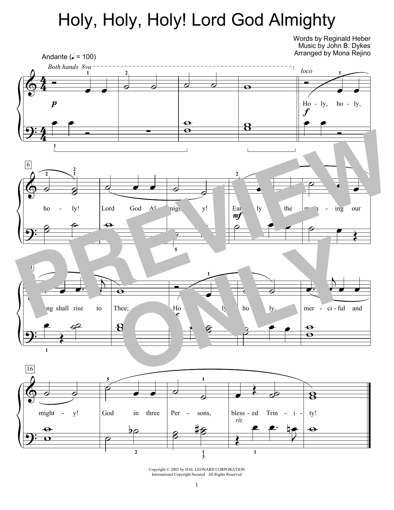 Download Fred Kern Holy, Holy, Holy! Lord God Almighty Sheet Music and learn how to play Educational Piano PDF digital score in minutes