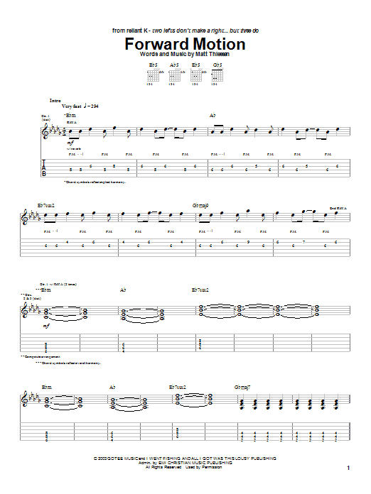 Download Relient K Forward Motion Sheet Music and learn how to play Guitar Tab PDF digital score in minutes