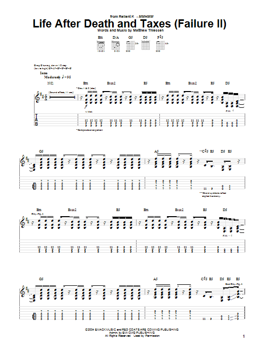 Download Relient K Life After Death And Taxes (Failure II) Sheet Music and learn how to play Guitar Tab PDF digital score in minutes