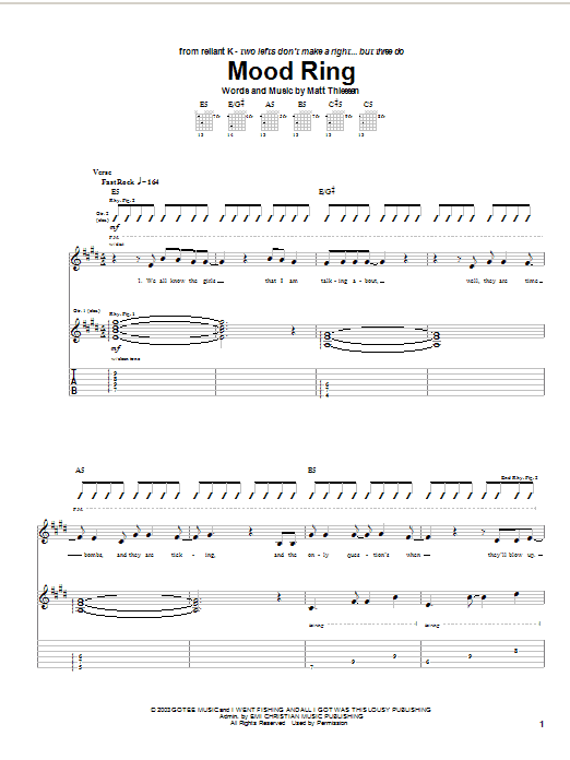 Download Relient K Mood Ring Sheet Music and learn how to play Guitar Tab PDF digital score in minutes