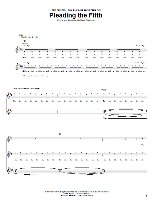Download Relient K Pleading The Fifth Sheet Music and learn how to play Guitar Tab PDF digital score in minutes