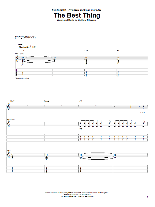 Download Relient K The Best Thing Sheet Music and learn how to play Guitar Tab PDF digital score in minutes